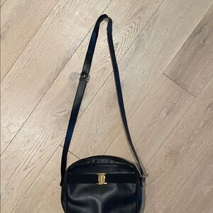 Salvatore Ferragamo Black Leather Messenger Bag